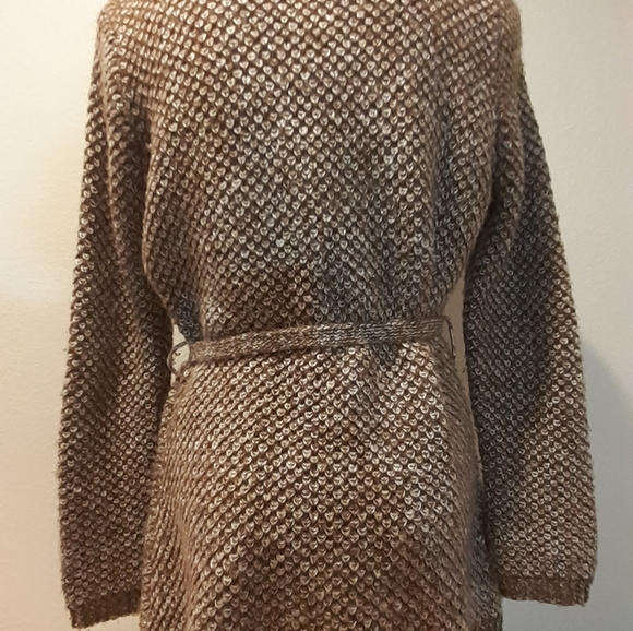 OONA & MAUD FAUX FUR NECK LONG CARDIGAN J867 - Picture 7 of 8